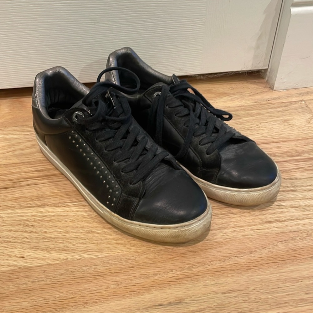 Zadig & Voltaire black & silver leather sneakers
